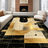Ultra Soft Area Rug, Non Slip, Stain Resistant, Washable Area Rugs for Living Room, Bedroom, Striking Modern Abstract Composition(Gold)