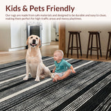 Ultra Soft Area Rug, Non Slip, Stain Resistant, Washable Area Rugs for Living Room, Bedroom, KaHouen Bold Stripe Pattern Rug Accent Carpet for Porch and Patio(Black)