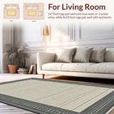 Ultra Soft Area Rug, Non Slip, Stain Resistant, Washable Area Rugs for Living Room, Bedroom, Chic Tiled Geometric Elegance(Beige)