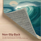 Ultra Soft Area Rug, Non Slip, Stain Resistant, Washable Area Rugs for Living Room, Bedroom, Tropical Escape Rug Geometric Surf Motif(Blue)