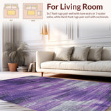 Ultra Soft Area Rug, Non Slip, Stain Resistant, Washable Area Rugs for Living Room, Bedroom, Modern Psychedelic Color Burst(Purple)