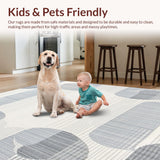 Ultra Soft Area Rug, Non Slip, Stain Resistant, Washable Area Rugs for Living Room, Bedroom, Modern Scallops(Ivory)