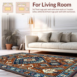 Ultra Soft Area Rug, Non Slip, Stain Resistant, Washable Area Rugs for Living Room, Bedroom, Contemporary Abstract Geometric Style(Brown)