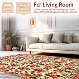 Ultra Soft Area Rug, Non Slip, Stain Resistant, Washable Area Rugs for Living Room, Bedroom, Boho Chic Area Floral Kitchen Mat(Beige)