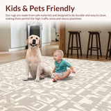 Ultra Soft Area Rug, Non Slip, Stain Resistant, Washable Area Rugs for Living Room, Bedroom, Elegant Lantern Beige Entry Mat Geometric Patterned Door(Beige)