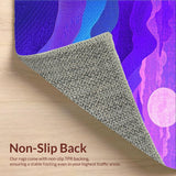 Ultra Soft Area Rug, Non Slip, Stain Resistant, Washable Area Rugs for Living Room, Bedroom, Dynamic Multicolor Wave Aesthetic(Blue)