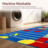 Ultra Soft Area Rug, Non Slip, Stain Resistant, Washable Area Rugs for Living Room, Bedroom, Dynamic Primary Soundscape Aesthetic(Blue)