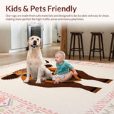 Ultra Soft Area Rug, Non Slip, Stain Resistant, Washable Area Rugs for Living Room, Bedroom, Rustic Whimsical Animal Illustration(Beige)