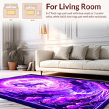 Ultra Soft Area Rug, Non Slip, Stain Resistant, Washable Area Rugs for Living Room, Bedroom, Magical Radiant Animal Motif(Purple)