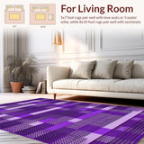 Ultra Soft Area Rug, Non Slip, Stain Resistant, Washable Area Rugs for Living Room, Bedroom, Stylish Non-Traditional Checker Motif(Purple)