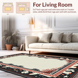 Ultra Soft Area Rug, Non Slip, Stain Resistant, Washable Area Rugs for Living Room, Bedroom, Elegant Dark Floral Whimsy(Black)