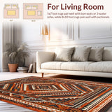Ultra Soft Area Rug, Non Slip, Stain Resistant, Washable Area Rugs for Living Room, Bedroom, Warm Earthy Minimalist Texture(Red)