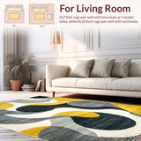 Ultra Soft Area Rug, Non Slip, Stain Resistant, Washable Area Rugs for Living Room, Bedroom, Luxurious Textured Modern Design(Yellow)