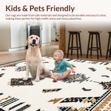 Ultra Soft Area Rug, Non Slip, Stain Resistant, Washable Area Rugs for Living Room, Bedroom, Artful Striped Cultural Weave(Beige)