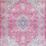 Ultra Soft Area Rug, Non Slip, Stain Resistant, Washable Area Rugs for Living Room, Bedroom, Contemporary Geometric Floral Aesthetic(Pink)