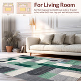 Ultra Soft Area Rug, Non Slip, Stain Resistant, Washable Area Rugs for Living Room, Bedroom, Vivid Modern Organic Shapes(Gray)