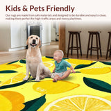 Ultra Soft Area Rug, Non Slip, Stain Resistant, Washable Area Rugs for Living Room, Bedroom, Radiant Lemon Patterned Elegance(Yellow)