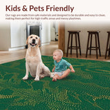 Ultra Soft Area Rug, Non Slip, Stain Resistant, Washable Area Rugs for Living Room, Bedroom, Distinctive Green Toned Animal Motif(Green)