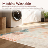 Ultra Soft Area Rug, Non Slip, Stain Resistant, Washable Area Rugs for Living Room, Bedroom, Artful Salmon and Beige Fusion(Orange)