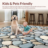Ultra Soft Area Rug, Non Slip, Stain Resistant, Washable Area Rugs for Living Room, Bedroom, Modern Area with Pebble Stone Aesthetic in Elegant Neutral Shades(Gray)