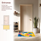 Ultra Soft Area Rug, Non Slip, Stain Resistant, Washable Area Rugs for Living Room, Bedroom, Contemporary Multi-Hued Pattern(Yellow)