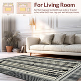 Ultra Soft Area Rug, Non Slip, Stain Resistant, Washable Area Rugs for Living Room, Bedroom, Rustic Textured Tassel Accent Piece(Black)