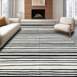 Ultra Soft Area Rug, Non Slip, Stain Resistant, Washable Area Rugs for Living Room, Bedroom, Chic Minimalist Stripe Aesthetic(Black)