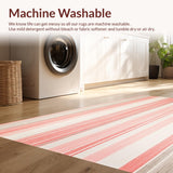 Ultra Soft Area Rug, Non Slip, Stain Resistant, Washable Area Rugs for Living Room, Bedroom, Stylish Anti Skid Runner Beige Dusty Pink Easy to Clean(Red)