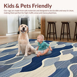 Ultra Soft Area Rug, Non Slip, Stain Resistant, Washable Area Rugs for Living Room, Bedroom, Serene Coastal Scallop Pattern(Blue)