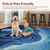Ultra Soft Area Rug, Non Slip, Stain Resistant, Washable Area Rugs for Living Room, Bedroom, Nautical Theme Art Rug - Sea Monster Graphic Indoor Carpet(Blue)