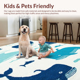 Ultra Soft Area Rug, Non Slip, Stain Resistant, Washable Area Rugs for Living Room, Bedroom, Creative Circular ABC Learning Rug(Blue)