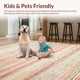Ultra Soft Area Rug, Non Slip, Stain Resistant, Washable Area Rugs for Living Room, Bedroom, SERISSA Faded Peach Washable Rug, Non-Slip Entry Carpet, Low Pile(Red)