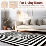 Ultra Soft Area Rug, Non Slip, Stain Resistant, Washable Area Rugs for Living Room, Bedroom, KaHouen Wide Stripe Area Rug(Black)