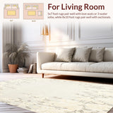Ultra Soft Area Rug, Non Slip, Stain Resistant, Washable Area Rugs for Living Room, Bedroom, Whispering Petal Area Non Slip Floral for Dorm Decor(Beige)