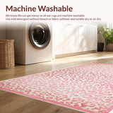 Ultra Soft Area Rug, Non Slip, Stain Resistant, Washable Area Rugs for Living Room, Bedroom, Soft Pastel Animal Print Elegance(Pink)