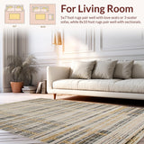 Ultra Soft Area Rug, Non Slip, Stain Resistant, Washable Area Rugs for Living Room, Bedroom, Contemporary Soft Neutral Patterns(Beige)
