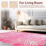 Ultra Soft Area Rug, Non Slip, Stain Resistant, Washable Area Rugs for Living Room, Bedroom, Elegant Minimalist Pink Pattern(Pink)