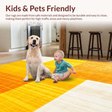 Ultra Soft Area Rug, Non Slip, Stain Resistant, Washable Area Rugs for Living Room, Bedroom, Yellow and Orange Abstract Art(Yellow)