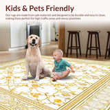 Trellis Design Area Non Shedding Easy Care Beige and Wheat(White)
