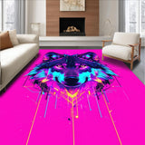 Ultra Soft Area Rug, Non Slip, Stain Resistant, Washable Area Rugs for Living Room, Bedroom, Energetic Urban Wolf Imagery(Pink)