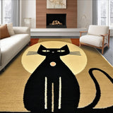 Ultra Soft Area Rug, Non Slip, Stain Resistant, Washable Area Rugs for Living Room, Bedroom, Charming Playful Feline Artwork(Beige)