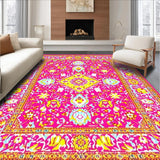 Ultra Soft Area Rug, Non Slip, Stain Resistant, Washable Area Rugs for Living Room, Bedroom, Artful Geometric Floral Composition(Pink)