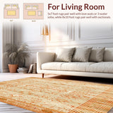 Ultra Soft Area Rug, Non Slip, Stain Resistant, Washable Area Rugs for Living Room, Bedroom, Boho Morden Tan Rug with Edge Geometric Indoor Carpet(Beige)