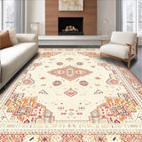 Ultra Soft Area Rug, Non Slip, Stain Resistant, Washable Area Rugs for Living Room, Bedroom, Boho Inspired Stair Landing Area with Secure Grip for Wood Step Decor(Beige)