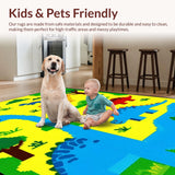Ultra Soft Area Rug, Non Slip, Stain Resistant, Washable Area Rugs for Living Room, Bedroom, Colorful Volcano Road Map Design(Yellow)