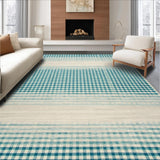 Minimalist Blue and Beige Layered Checkered Area with Green Accents(Beige)