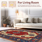 Ultra Soft Area Rug, Non Slip, Stain Resistant, Washable Area Rugs for Living Room, Bedroom, Traditional Vivid Entryway Antique-Inspired Carpet(Red)