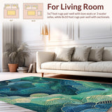 Ultra Soft Area Rug, Non Slip, Stain Resistant, Washable Area Rugs for Living Room, Bedroom, Deep Sea Rug Abstract Marine Life Carpet(Blue)
