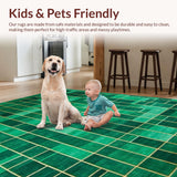 Ultra Soft Area Rug, Non Slip, Stain Resistant, Washable Area Rugs for Living Room, Bedroom, Sophisticated Modern Geometric Appeal(Green)