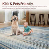 Ultra Soft Area Rug, Non Slip, Stain Resistant, Washable Area Rugs for Living Room, Bedroom, Chic Micro Loop Area in a Serene Blue and Beige Blend(Blue)